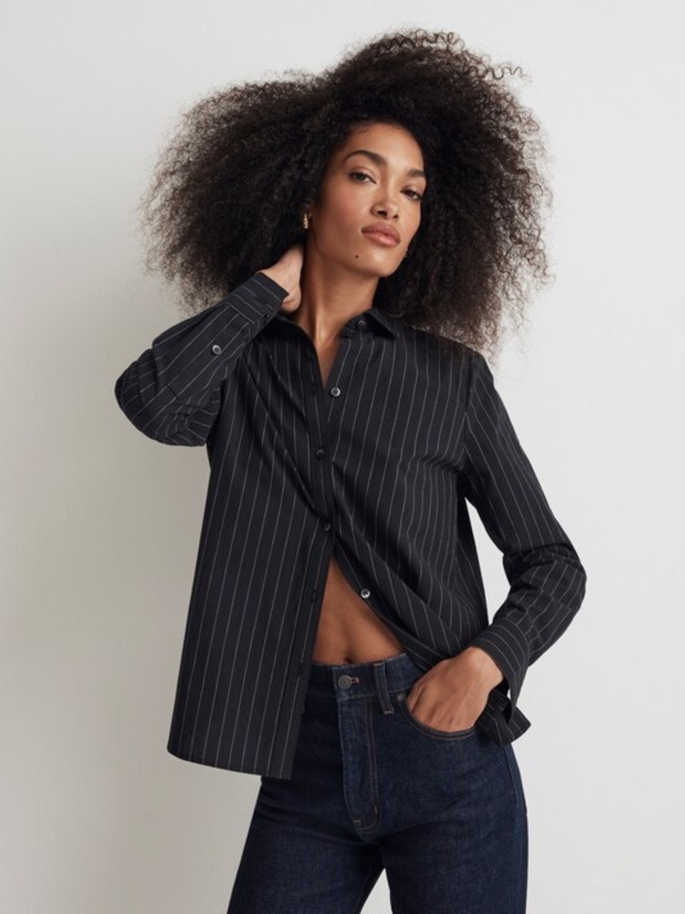 Madewell Signature Poplin Button-Up Shirt in Pinstripe